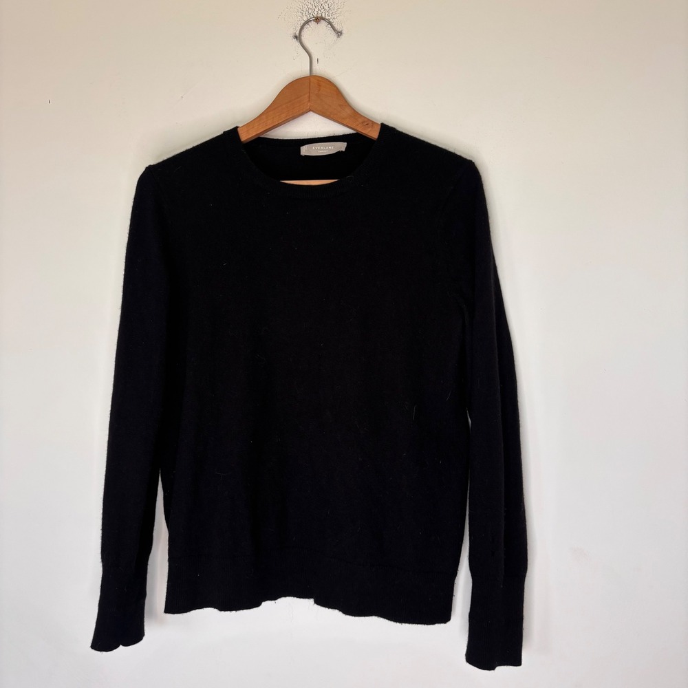 Everlane Cashmere Black Crewneck Sweater Long Sleeve Classic Basic Size Large
